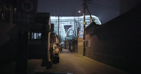 8K Milky way soho  soho  beijing night view  alley Stock Footage 167141653