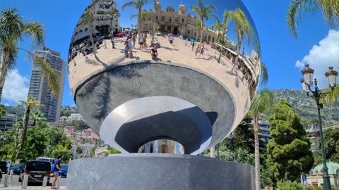 8K Monaco Monte Carlo Sky Mirror Stock Footage 158088081