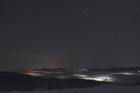 8K Night low clouds over the villages Video stock 255961885