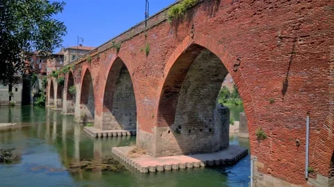 8K Old Bridge Albi Stock-Footage 136881144