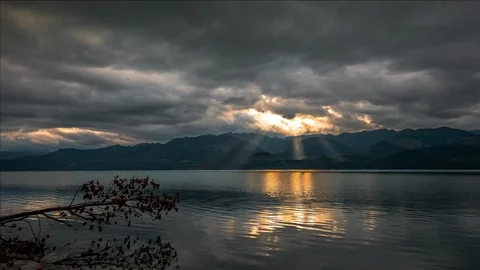 8K - Olympic Mountains TIme-lapse With Amazing Light Stock Footage 91465398