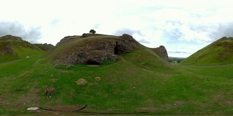 8K Panoramic Vr 360 Of British Country Nature Park In Britain, Uk. Grass Meadow  Stock Footage 94585082