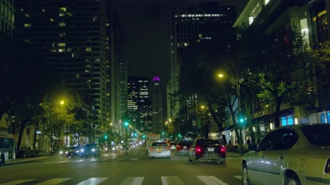 8K POV driving at night south on Michigan ave Chicago Stock Footage