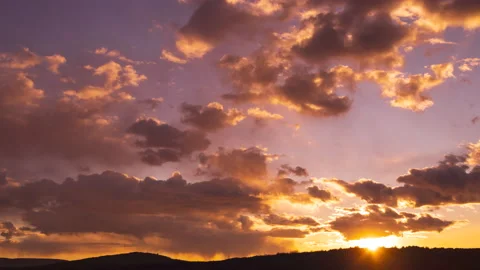 8K Purple sunset sky clouds, timelpase time lapse, sun setting rays light video Stock Footage 150902780