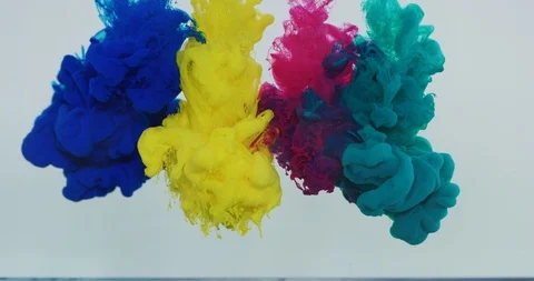 8K R3D - Colored Ink Cloud in Water 4K Video stock 100345130