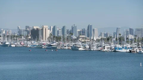 8K San Diego Daytime Skyline Ships in Harbor Island Time Lapse Stock Footage