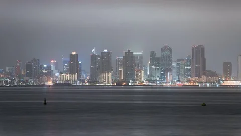 8K San Diego Skyline In Fog Time Lapse Stock Footage