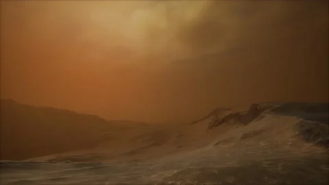 8K Sandstorm in desert at sunset Video stock 142963522