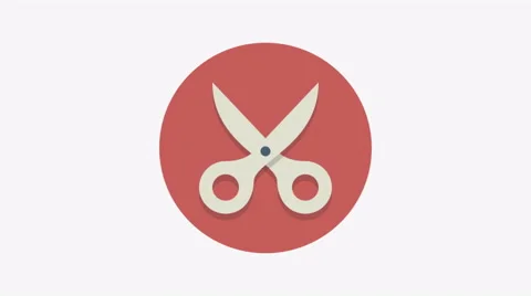 8K - Scissors icon symbol round logo Stock Footage 68894224