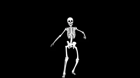 8k Seamless animation of a dancing skeleton printed drawn style cartoon isolated Stock Footage 135861275