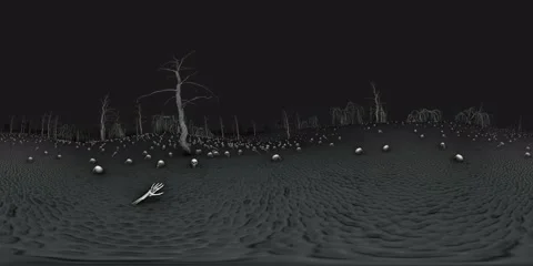 8K Seamless animation flying over a cemetery at night with trees, tomb stones, Video stock 135646111