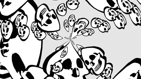 8K Seamless animation of a skeleton posing in printed drawn style cartoon Vidéo 137608615