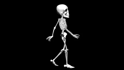 8K Seamless funny animation of a walking skeleton in halftone photocopy printed Video stock 134409042