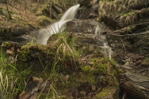 8K Spring waterfall detail Video stock 255975344