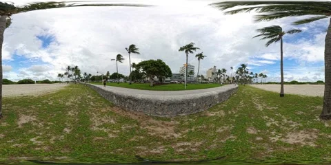 8k stock video Miami Beach Ocean Drive summer scene with overcast sky Stock Footage 283881453