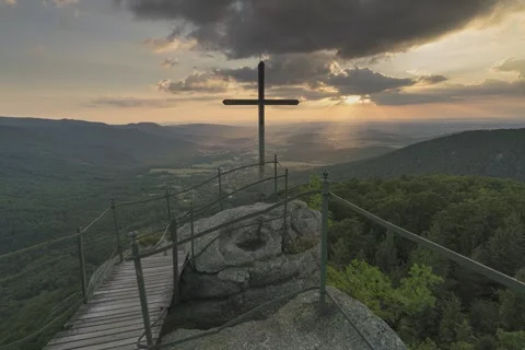 8K Summer mountain cross Stock Footage 255978090