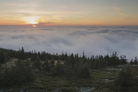 8K Sunset into the sea of clouds Stock Footage 255912255