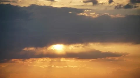 8K Sunset Through the Lined Layer Clouds Stock Footage 171745260