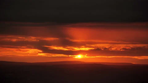 8K Sunset Through the Lined Layer Clouds Stock Footage 171762491