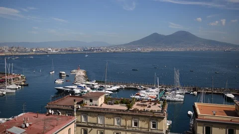 8K Time Lapse Aerial View of Naples Skyline City Port Italian Travel Destination Video stock 106502808