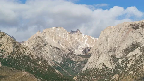 8K Time lapse of clouds casting shadows on Mount Whitney in California Stock Footage 153337309