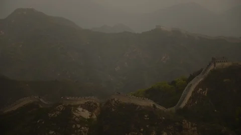 8K Time Lapse Crowd Of People Walk Chinese Great Wall Unesco World Heritage Site Stock Footage 106498857