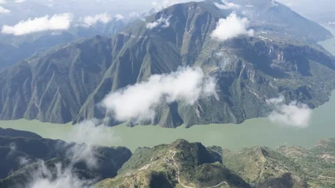 8K Time-lapse of magnificent river course landscape in stunning Wu Gorge Stock Footage 339989752