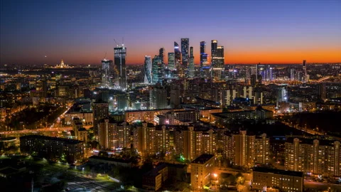 8K Time lapse in moscow at sunset. Stock Footage 142887362
