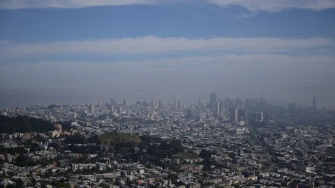 8K Time Lapse Panoramic Aerial View of San Francisco Skyline Tourist Attraction Video stock 105224936