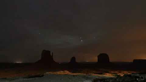 8K Time lapse of stars peeping through clouds over Monument Valley in Arizona Stock-Footage 201702163