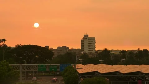8K Time lapse of sun setting outside Kaohsiung International Airport Stock Footage 259300226