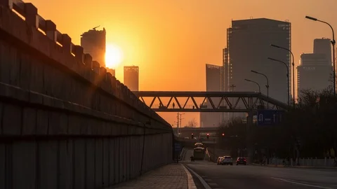 8K Time Lapse of The sunset in China's capital Beijing Stock Footage 126953203