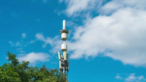 8K Time Lapse Of Telecom 5G Antennas Of Cellular Mobile Base Station  Stock Footage 240597672