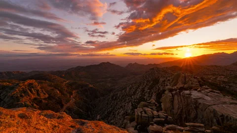 8K Time lapse tracking shot of epic sunset to night over Tucson at Mount Lemon Stock-Footage 133032520