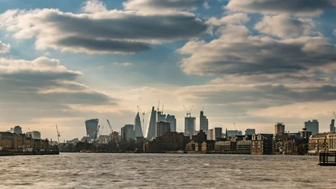8k Time lapse view of the skyline of the City of London Stock Footage 89046628