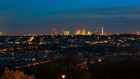 8k Time lapse view of the skyline of London at sunset Stock Footage 90277862