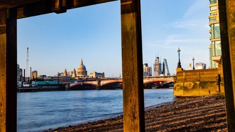 8k Time lapse view of St Paul cathedral and the skyline of the City of London Stock Footage 91091389