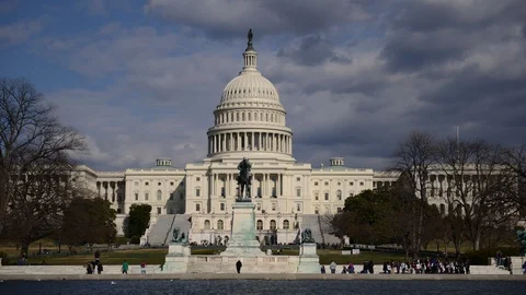 8K Time Lapse Washington DC Crowd of People Visit US Capitol Congress Building Stock Footage 105293823