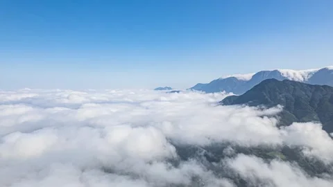 8K Time-lapse of waterfalls and sea of clouds in Three Gorges natural scenery Stock Footage 339991759