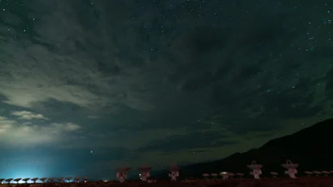 8K Timelapse of north star over array of Radio Observatory in California Stock Footage 292185433