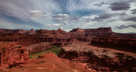 8k - Timelapse over a desert river canyon Stock Footage 157766147