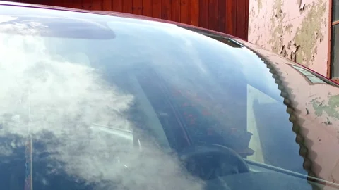 8K Timelapse: Reflective Journey Through the Clouds on Car Windshield Stock Footage 251630193