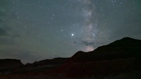 8K Timelapse tracking shot of Milky Way over rock strata at Paria Canyon in Utah Stock-Footage 143363237