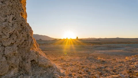 8K Timelapse Tracking Shot of Sunrise over Tufa Towers in Mojave Desert Stock Footage 116348239