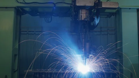 8K Timelapse Welding Manufacturing Robot Stock-Footage 96299698