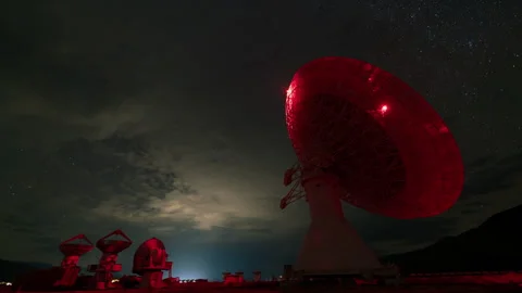 8K Timelapse wide angle of Radio Observatory in Eastern Sierra, California Stock Footage 292183978