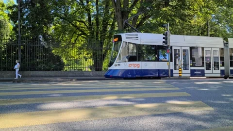 8K Tram In Geneva Video stock 138389239