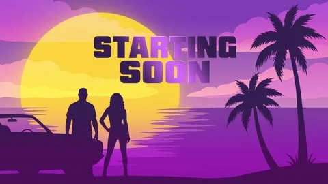 8k Tropical starting soon screen with couple silhouettes Stock-Footage 337268485