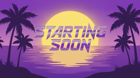 8k Tropical Synthwave Starting Soon Sunset Screen Video stock 337351976