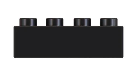 8K Ultra HD Front View of Black Plastic Lego Toy Brick Isolated on a White Ba Stock Illustration